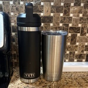 Yeti Black Bottle with Stainless Steel Tumbler Set